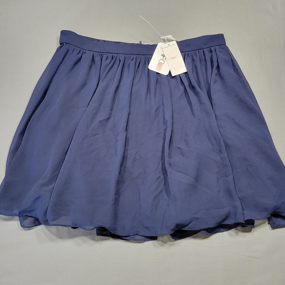 B. Darlin Pleated Mini Skirt Womens Junior Size 15 Navy Blue Mesh Lined Zip Back